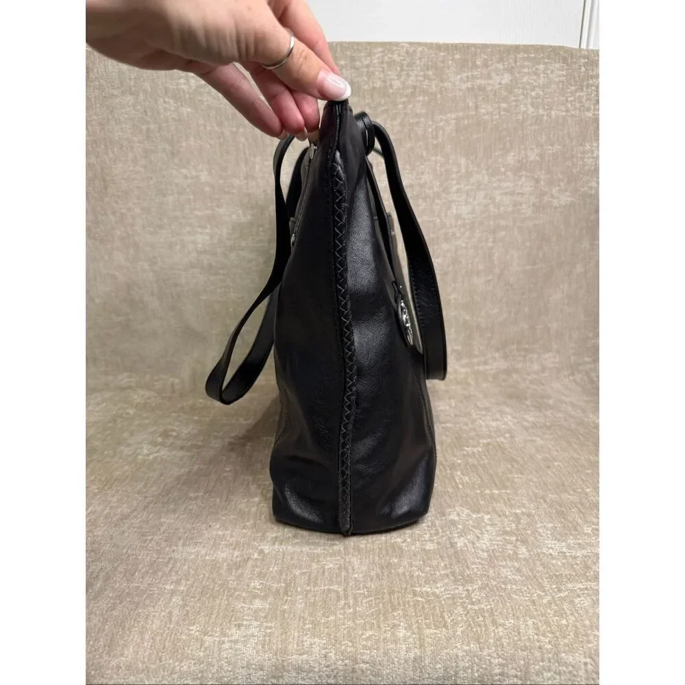 Tommy Bahama Women's Lido Key 100% Leather Shoulder Tote Handbag Black